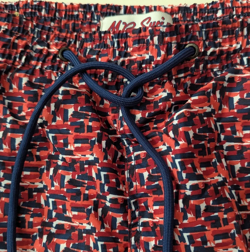 Mr.Swim Geo Chevron Red/Orange Mesh Swim Trunk Shorts Size XXL NWT